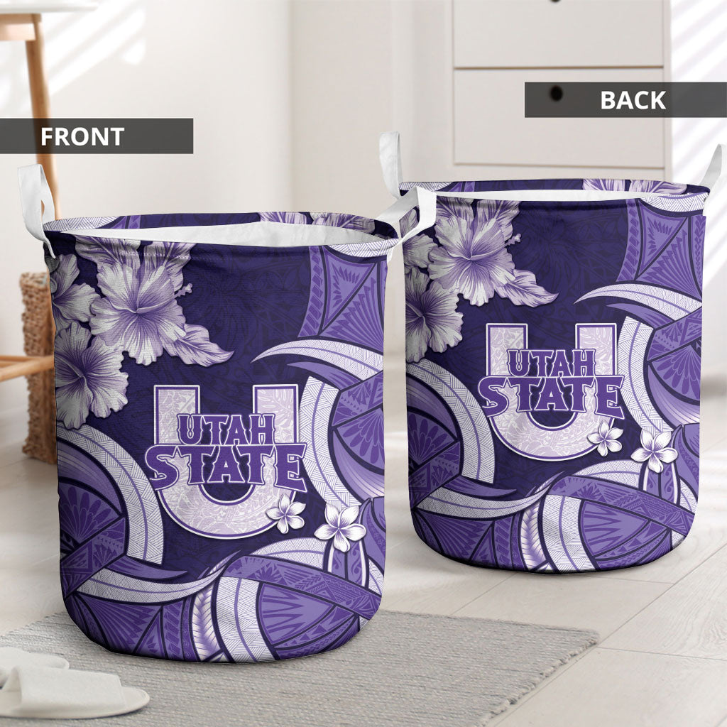 Utah State Polynesian Heritage Laundry Basket Floral Tribal Pattern Tropical Flowers