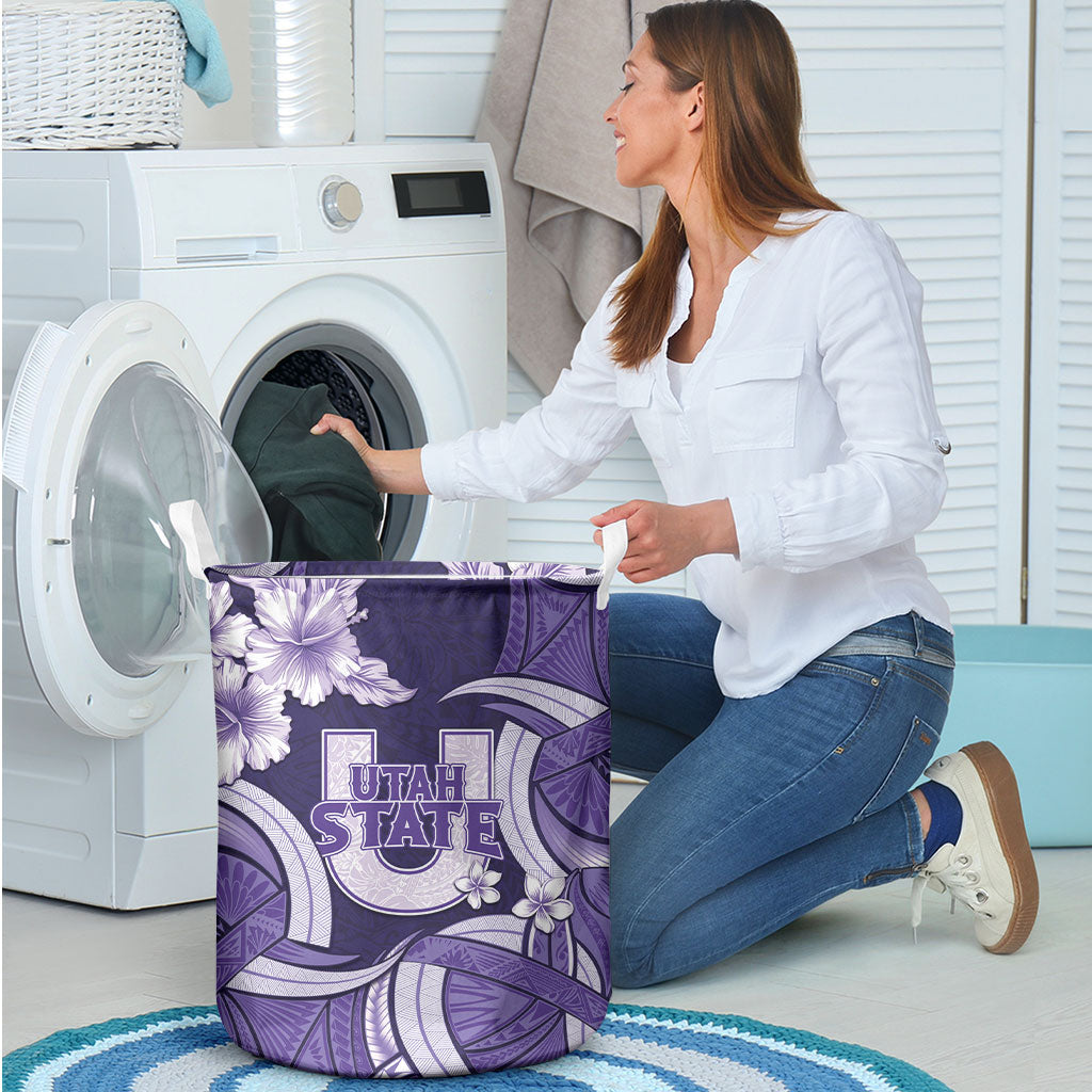 Utah State Polynesian Heritage Laundry Basket Floral Tribal Pattern Tropical Flowers