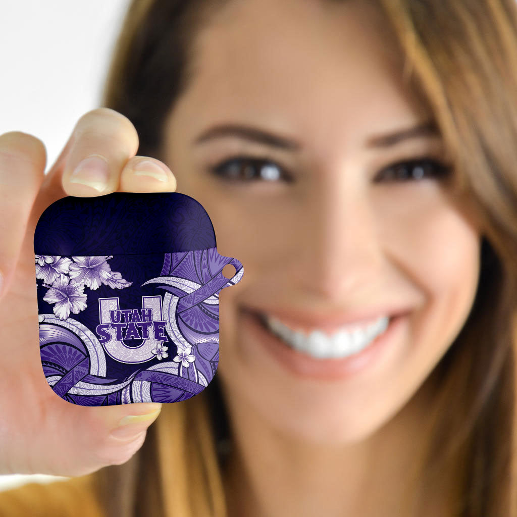Utah State Polynesian Heritage AirPods Case Floral Tribal Pattern Tropical Flowers