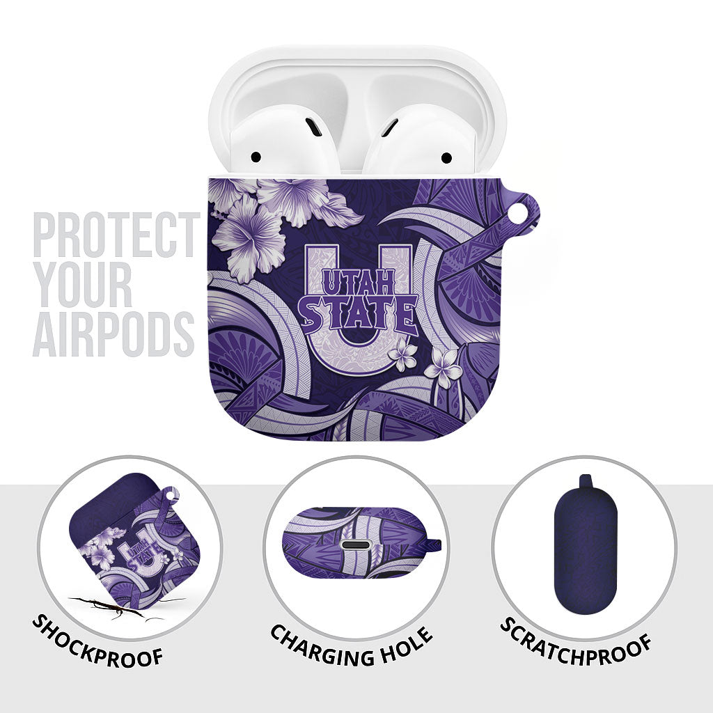 Utah State Polynesian Heritage AirPods Case Floral Tribal Pattern Tropical Flowers