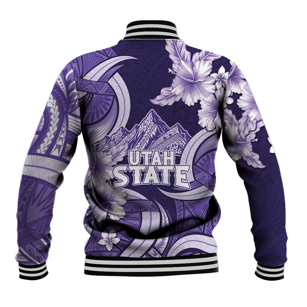 Utah State Polynesian Heritage Baseball Jacket Floral Tribal Pattern Tropical Flowers