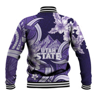 Utah State Polynesian Heritage Baseball Jacket Floral Tribal Pattern Tropical Flowers