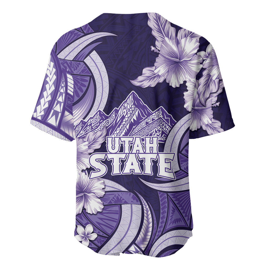 Utah State Polynesian Heritage Baseball Jersey Floral Tribal Pattern Tropical Flowers