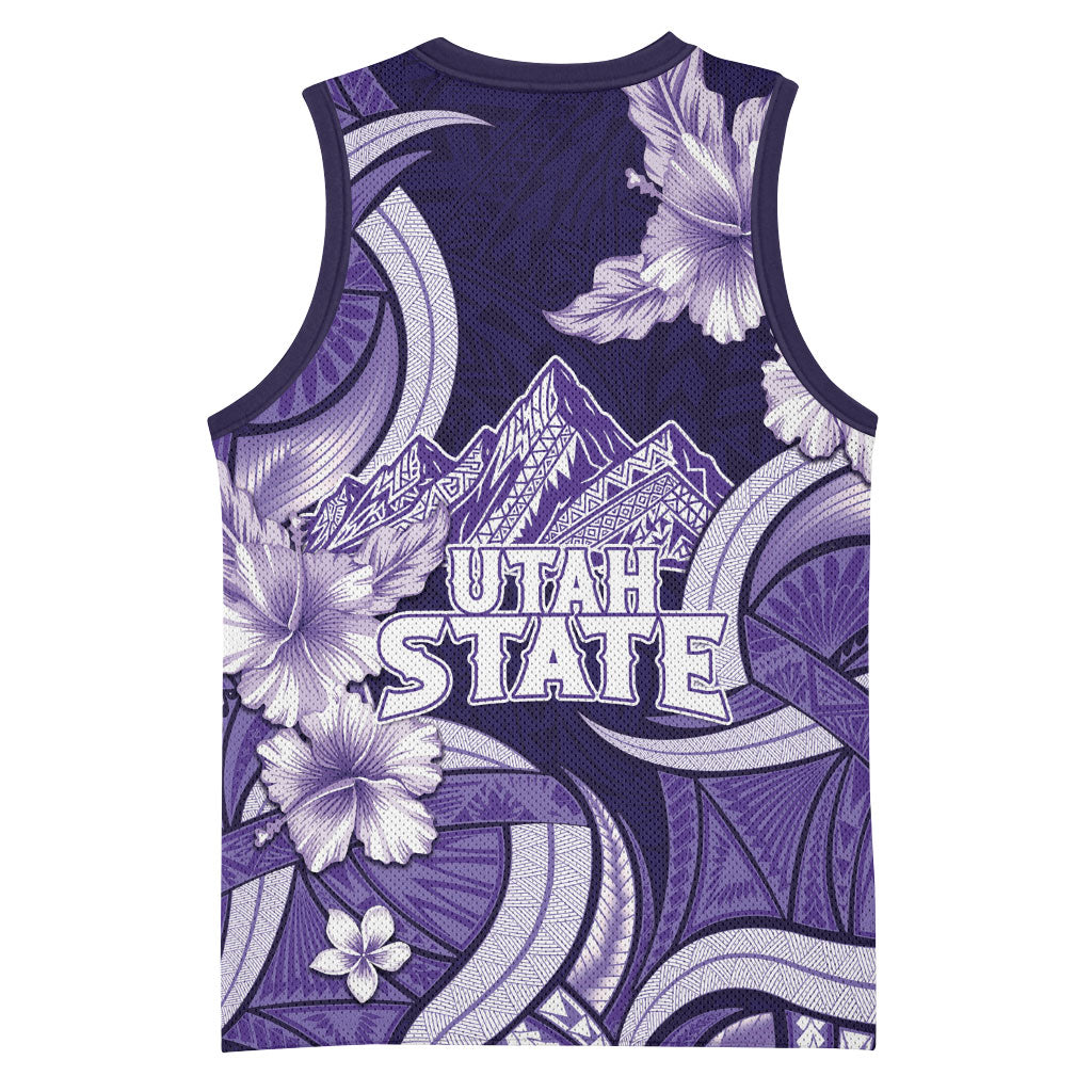 Utah State Polynesian Heritage Basketball Jersey Floral Tribal Pattern Tropical Flowers