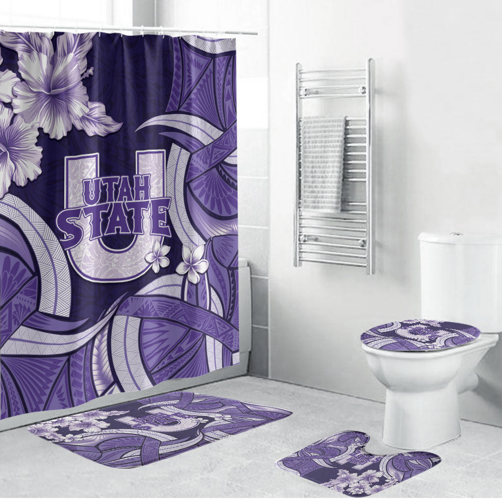Utah State Polynesian Heritage Bathroom Set Floral Tribal Pattern Tropical Flowers
