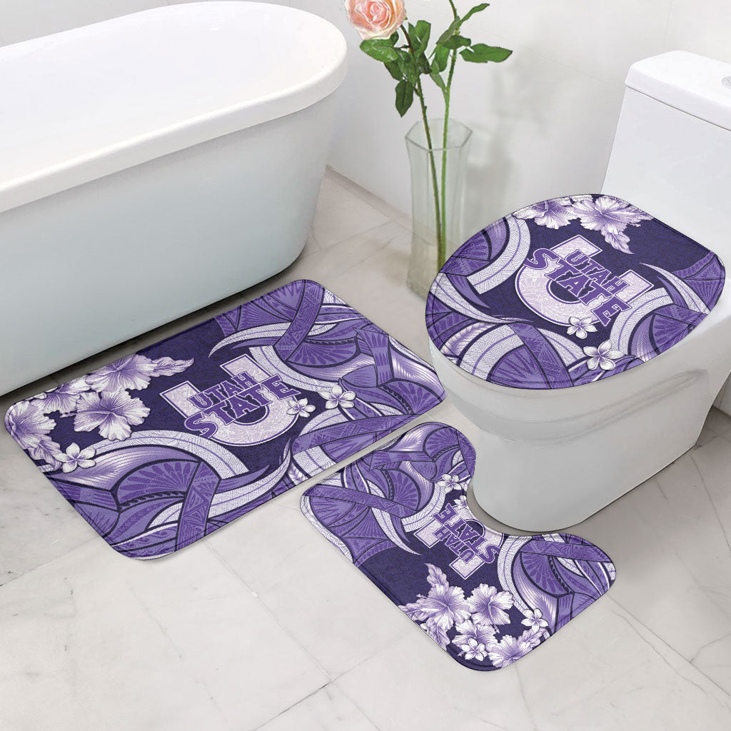 Utah State Polynesian Heritage Bathroom Set Floral Tribal Pattern Tropical Flowers