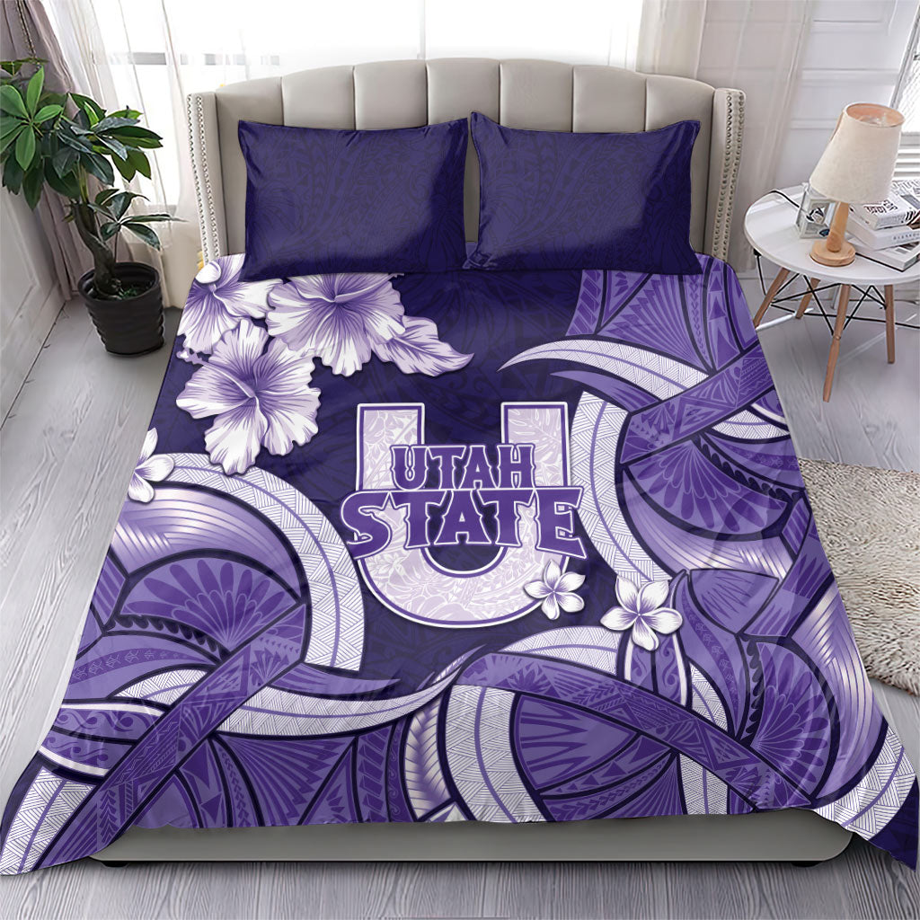Utah State Polynesian Heritage Bedding Set Floral Tribal Pattern Tropical Flowers