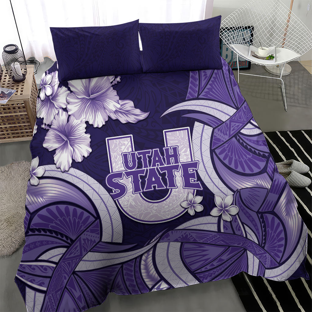 Utah State Polynesian Heritage Bedding Set Floral Tribal Pattern Tropical Flowers