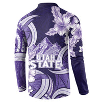 Utah State Polynesian Heritage Button Sweatshirt Floral Tribal Pattern Tropical Flowers