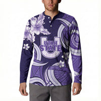 Utah State Polynesian Heritage Button Sweatshirt Floral Tribal Pattern Tropical Flowers