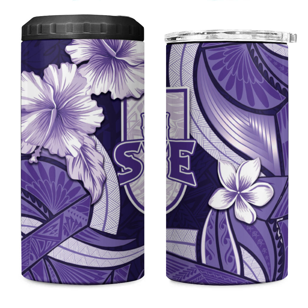 Utah State Polynesian Heritage 4 in 1 Can Cooler Tumbler Floral Tribal Pattern Tropical Flowers