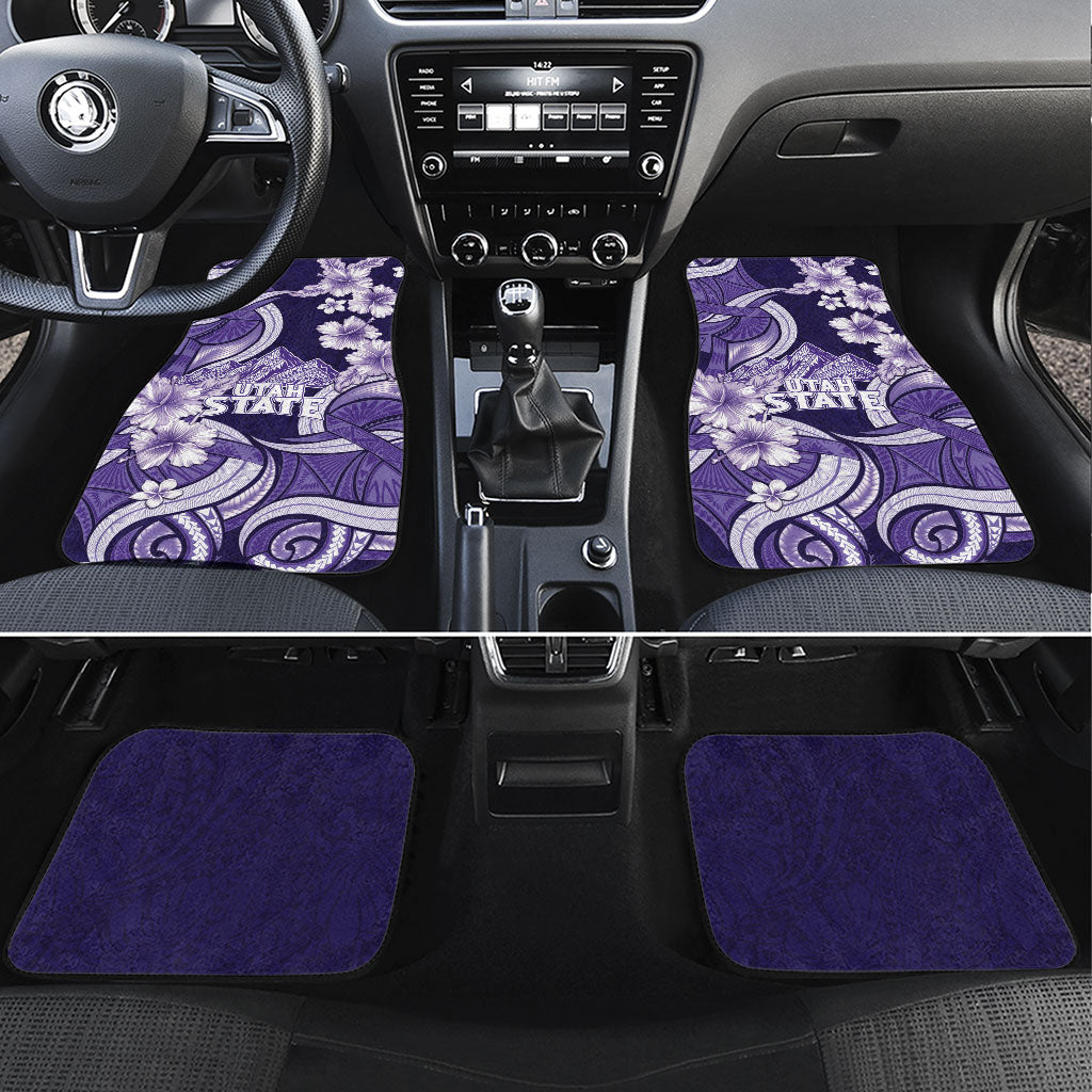 Utah State Polynesian Heritage Car Mats Floral Tribal Pattern Tropical Flowers