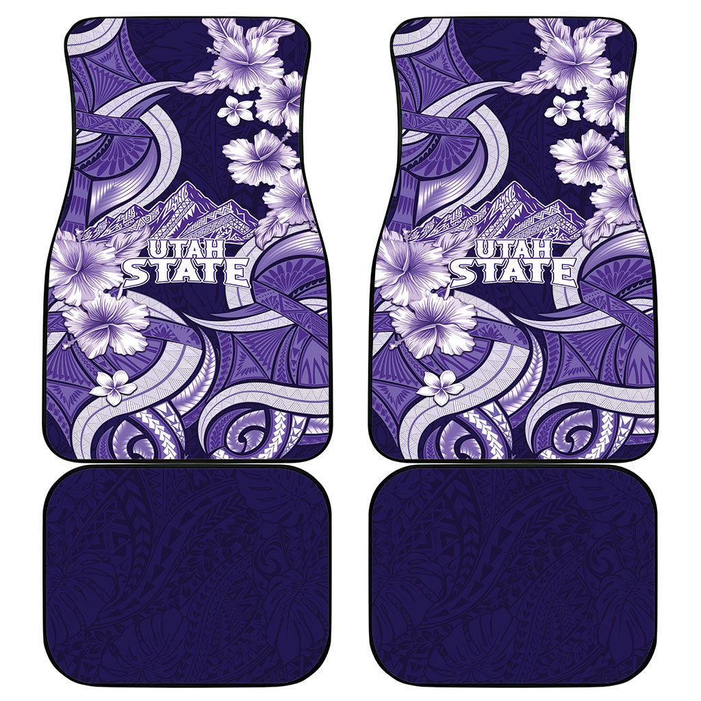 Utah State Polynesian Heritage Car Mats Floral Tribal Pattern Tropical Flowers