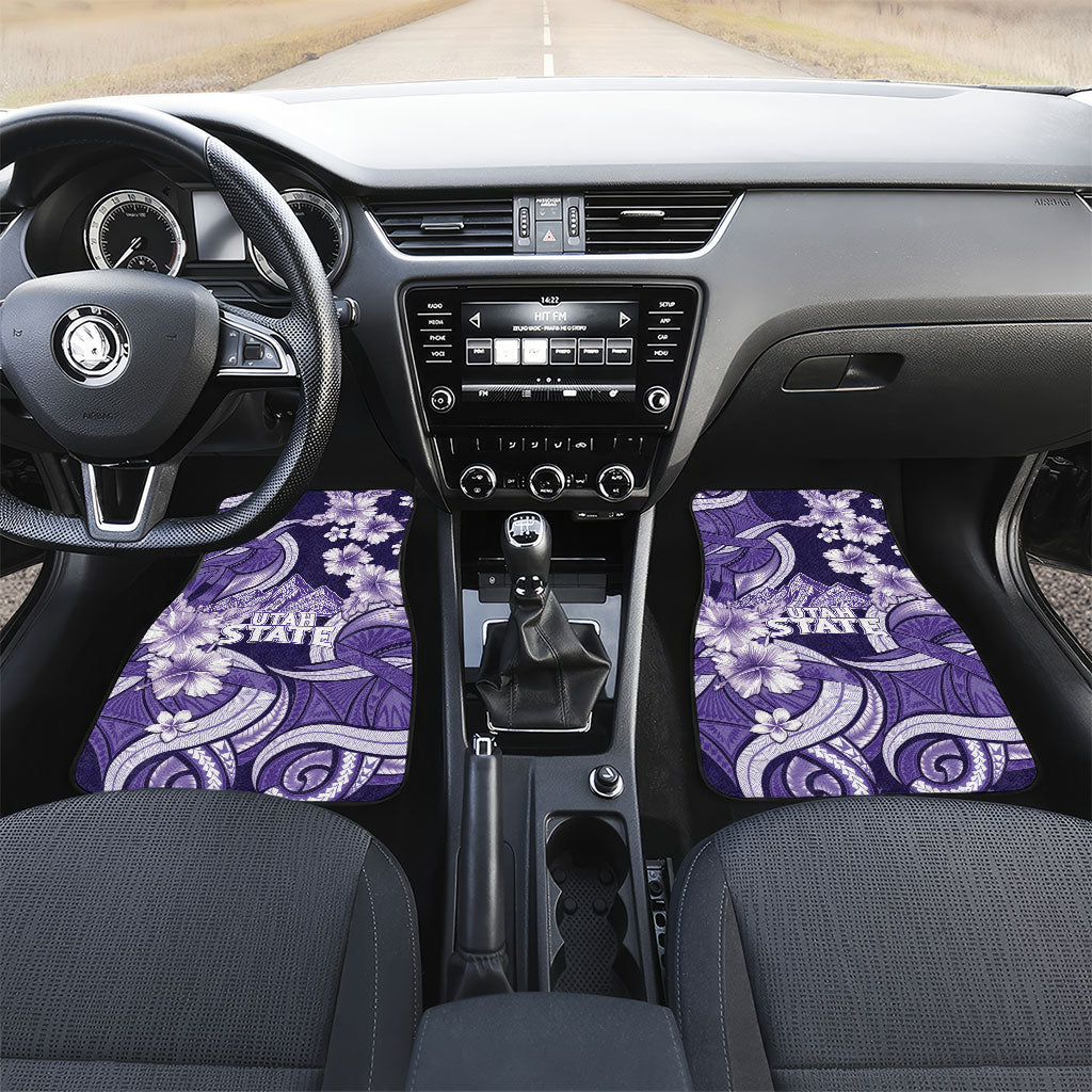 Utah State Polynesian Heritage Car Mats Floral Tribal Pattern Tropical Flowers