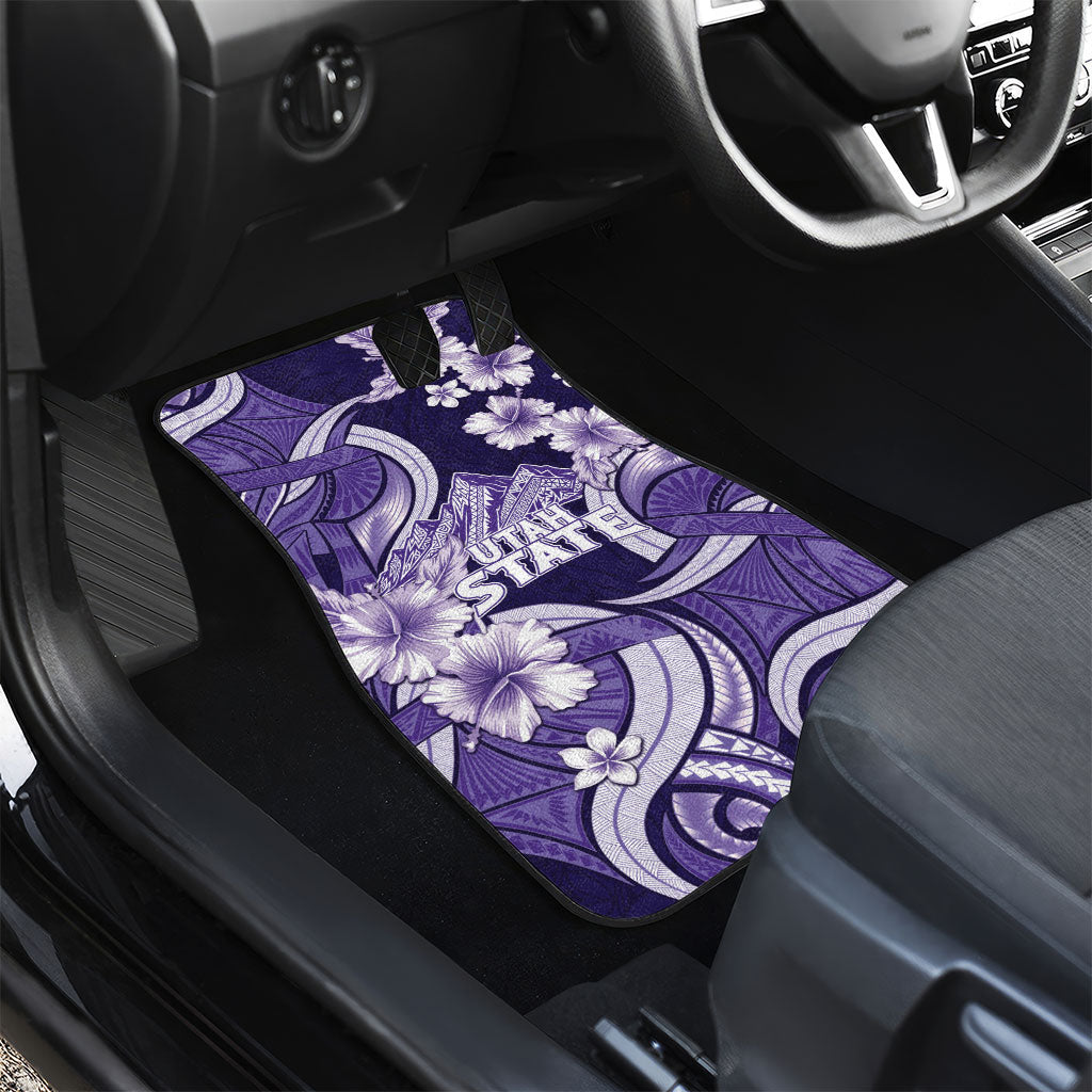 Utah State Polynesian Heritage Car Mats Floral Tribal Pattern Tropical Flowers