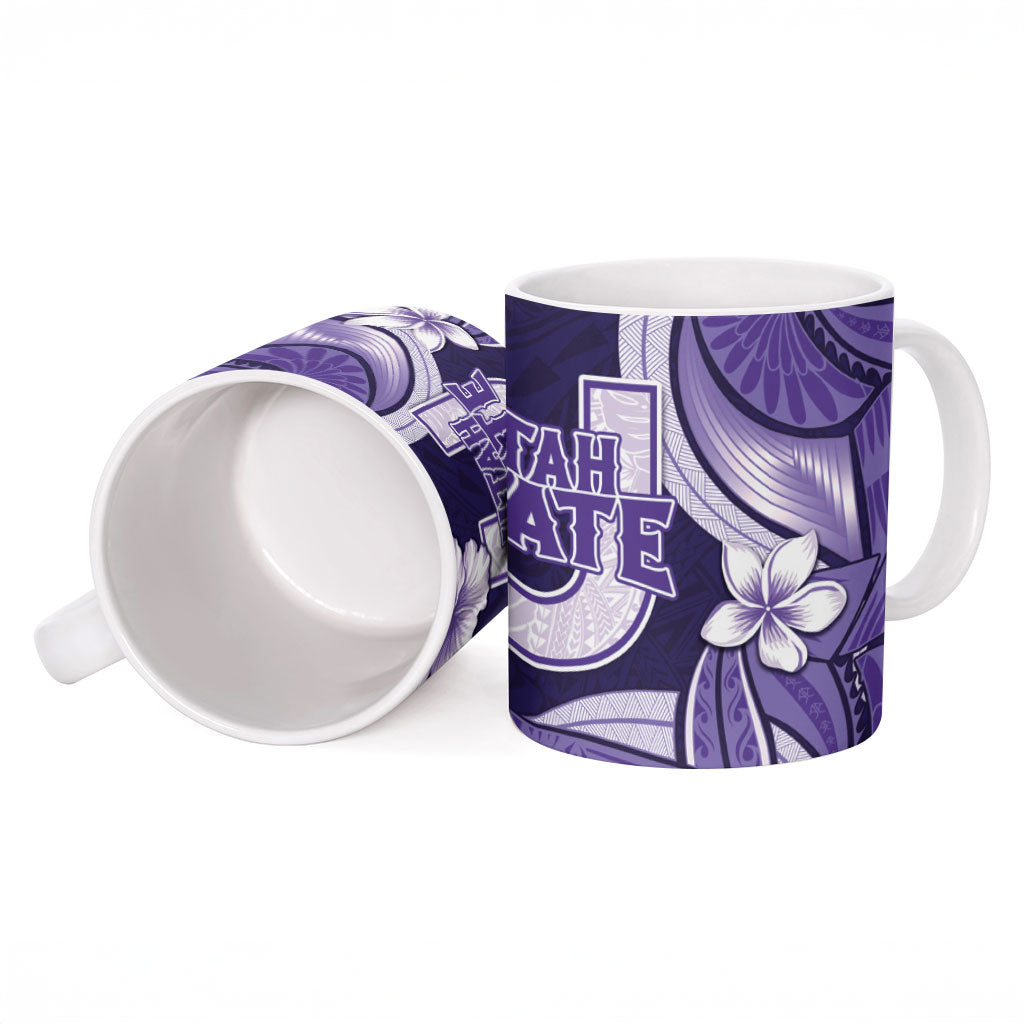 Utah State Polynesian Heritage Ceramic Mug Floral Tribal Pattern Tropical Flowers