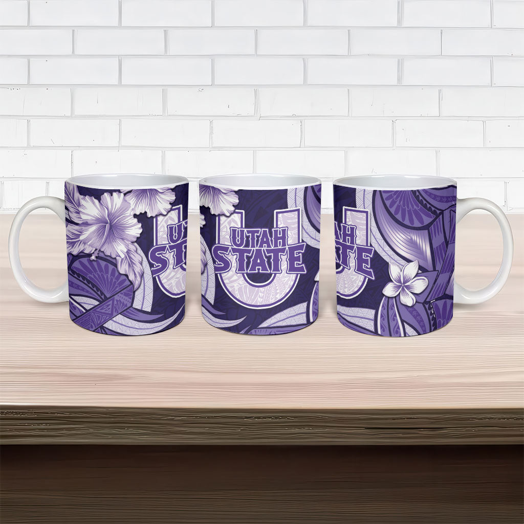Utah State Polynesian Heritage Ceramic Mug Floral Tribal Pattern Tropical Flowers