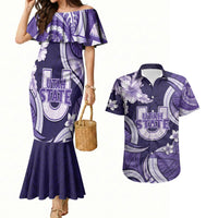 Utah State Polynesian Heritage Couples Matching Mermaid Dress and Hawaiian Shirt Floral Tribal Pattern Tropical Flowers