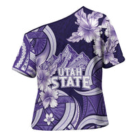 Utah State Polynesian Heritage Cross Shoulder Shirt Floral Tribal Pattern Tropical Flowers