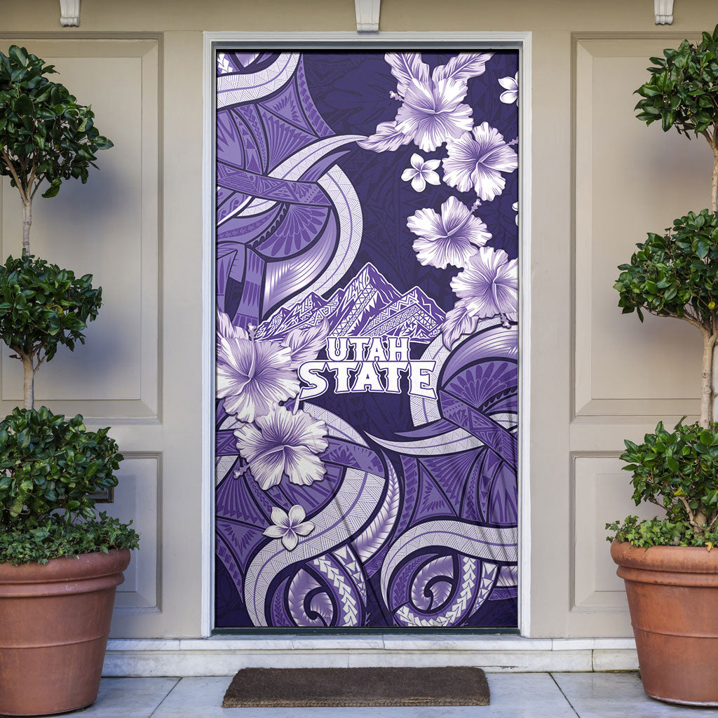 Utah State Polynesian Heritage Door Cover Floral Tribal Pattern Tropical Flowers