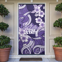 Utah State Polynesian Heritage Door Cover Floral Tribal Pattern Tropical Flowers