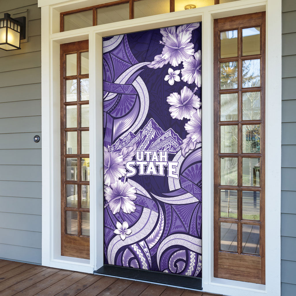 Utah State Polynesian Heritage Door Cover Floral Tribal Pattern Tropical Flowers