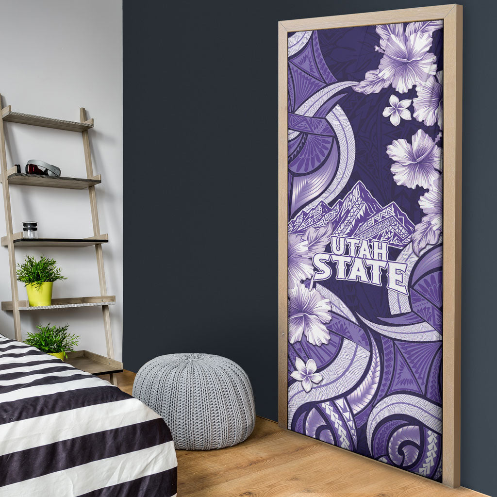 Utah State Polynesian Heritage Door Cover Floral Tribal Pattern Tropical Flowers