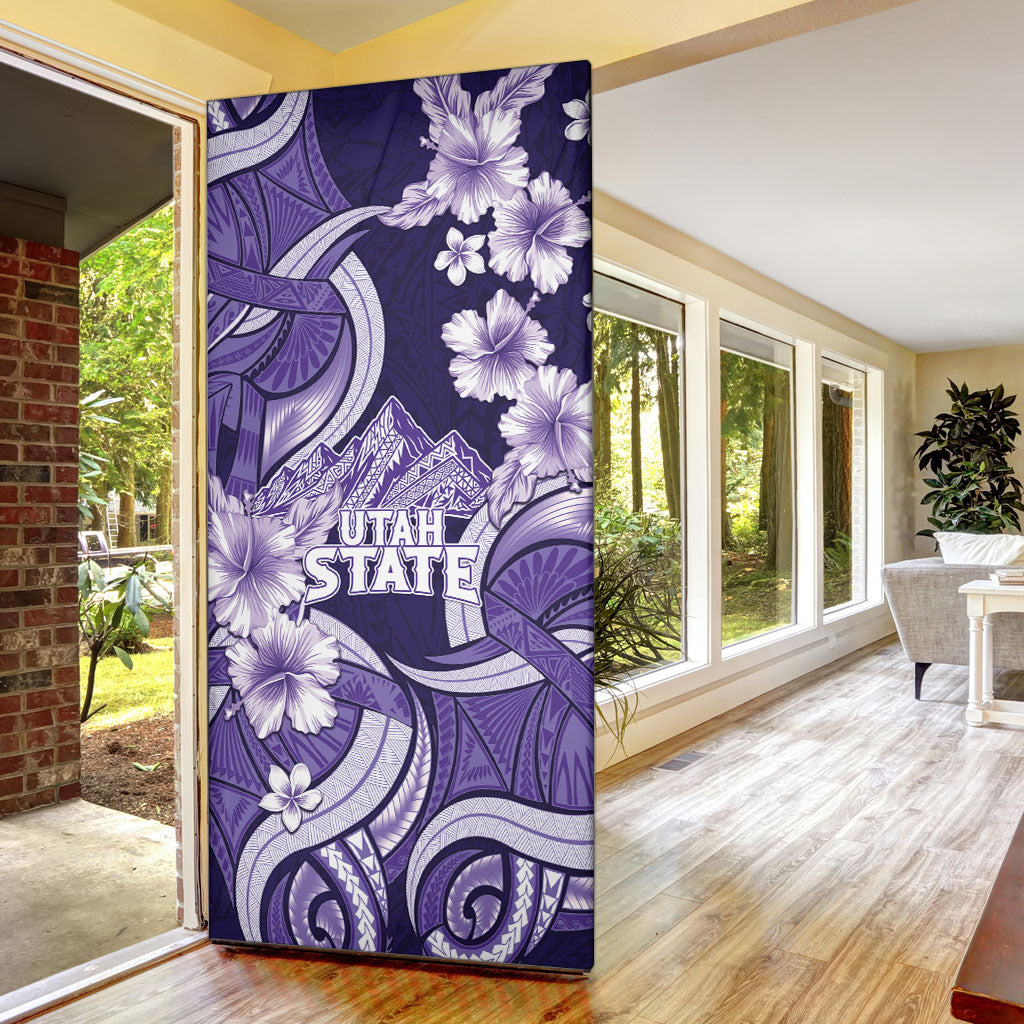 Utah State Polynesian Heritage Door Cover Floral Tribal Pattern Tropical Flowers