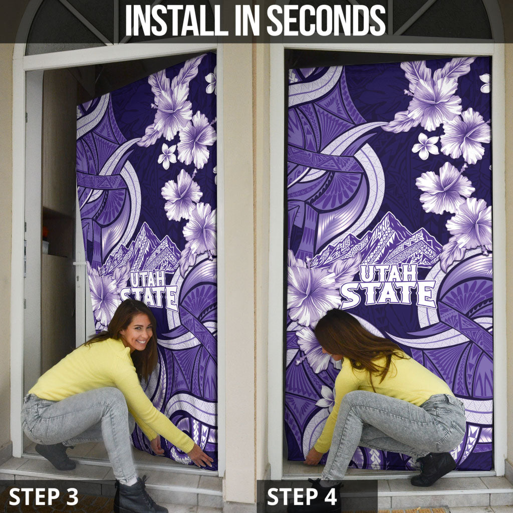 Utah State Polynesian Heritage Door Cover Floral Tribal Pattern Tropical Flowers