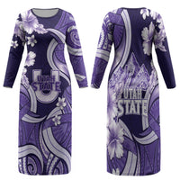 Utah State Polynesian Heritage Family Matching Long Sleeve Bodycon Dress and Hawaiian Shirt Floral Tribal Pattern Tropical Flowers