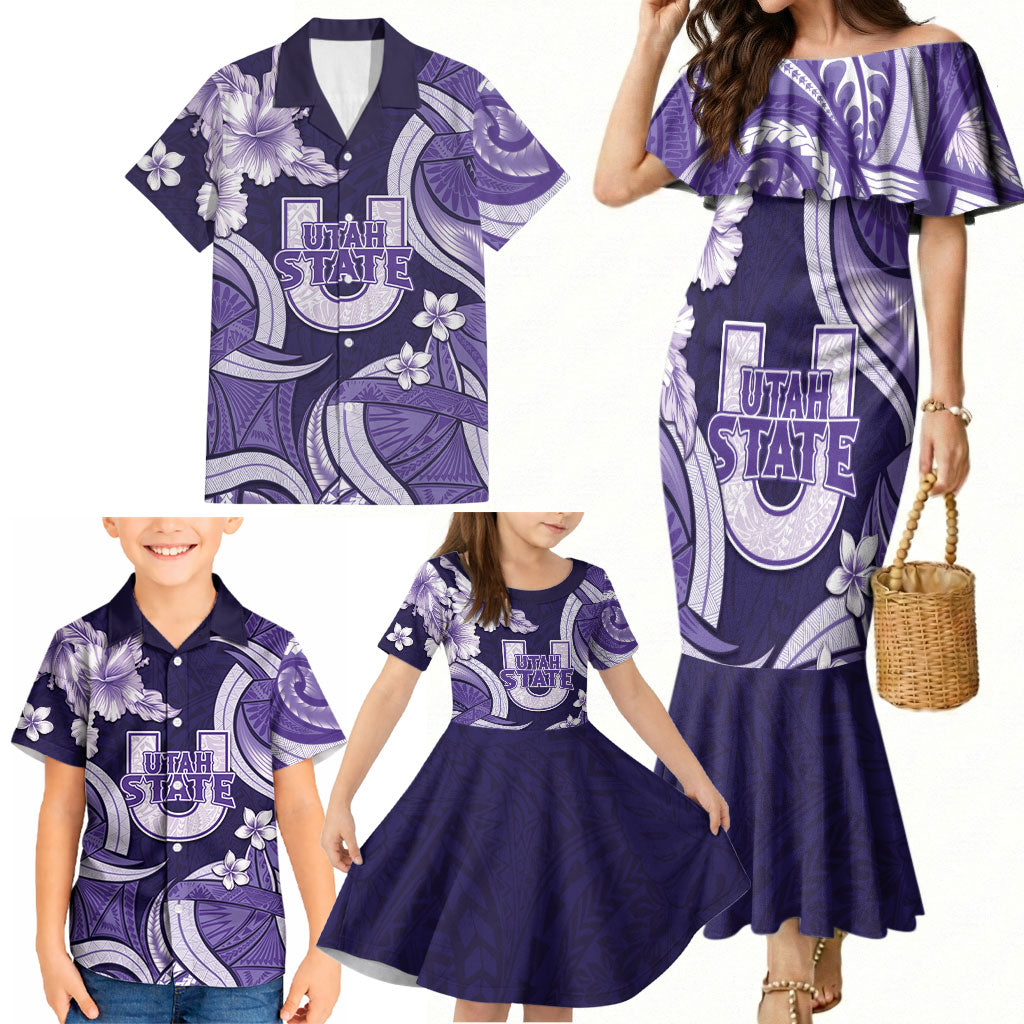 Utah State Polynesian Heritage Family Matching Mermaid Dress and Hawaiian Shirt Floral Tribal Pattern Tropical Flowers LT05 - Polynesian Pride