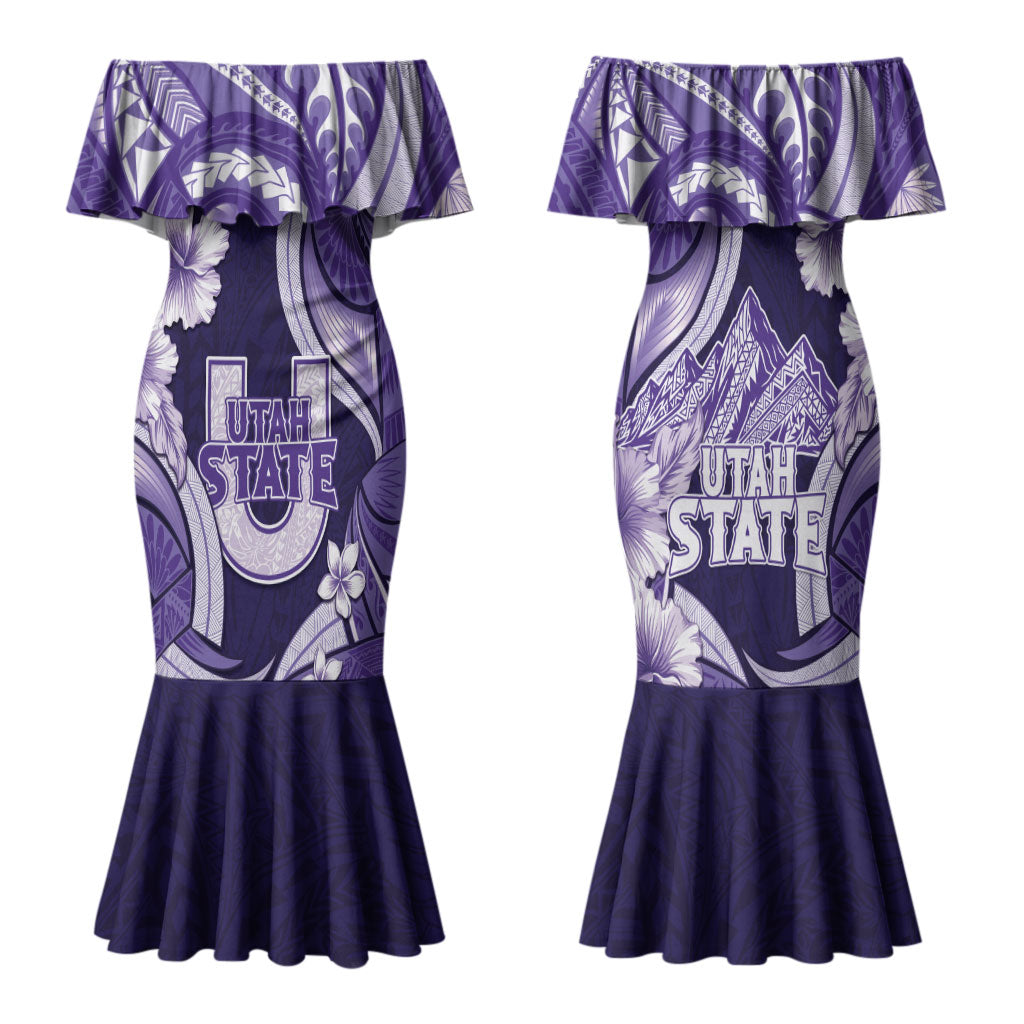 Utah State Polynesian Heritage Family Matching Mermaid Dress and Hawaiian Shirt Floral Tribal Pattern Tropical Flowers