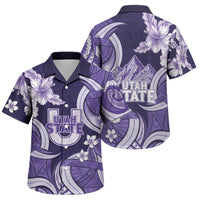 Utah State Polynesian Heritage Family Matching Off Shoulder Maxi Dress and Hawaiian Shirt Floral Tribal Pattern Tropical Flowers