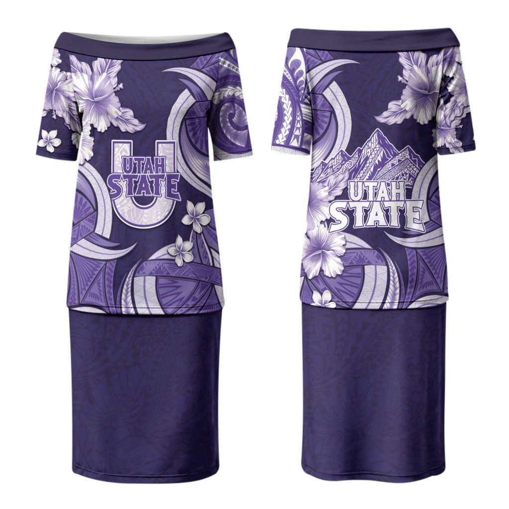 Utah State Polynesian Heritage Family Matching Puletasi and Hawaiian Shirt Floral Tribal Pattern Tropical Flowers