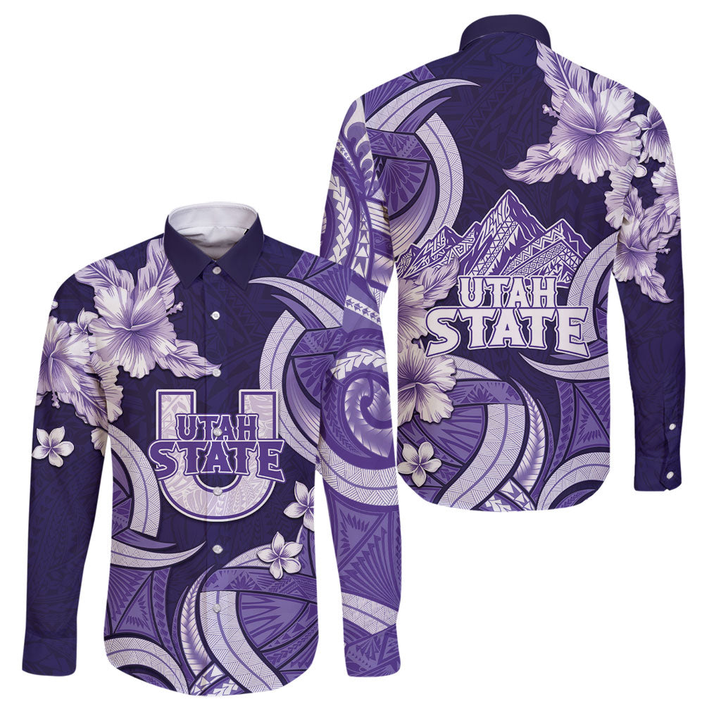 Utah State Polynesian Heritage Family Matching Puletasi and Hawaiian Shirt Floral Tribal Pattern Tropical Flowers