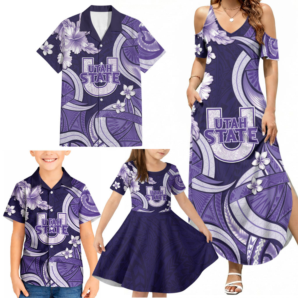 Utah State Polynesian Heritage Family Matching Summer Maxi Dress and Hawaiian Shirt Floral Tribal Pattern Tropical Flowers LT05 - Polynesian Pride