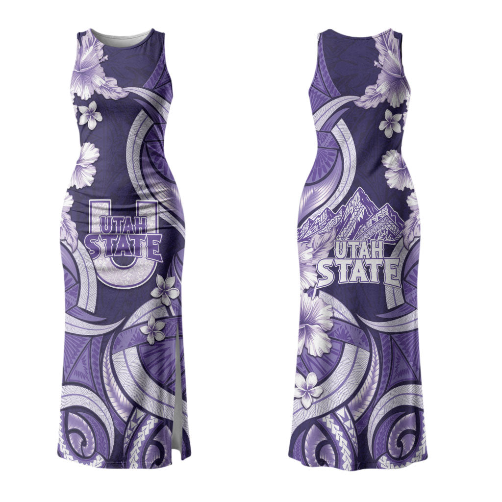 Utah State Polynesian Heritage Family Matching Tank Maxi Dress and Hawaiian Shirt Floral Tribal Pattern Tropical Flowers