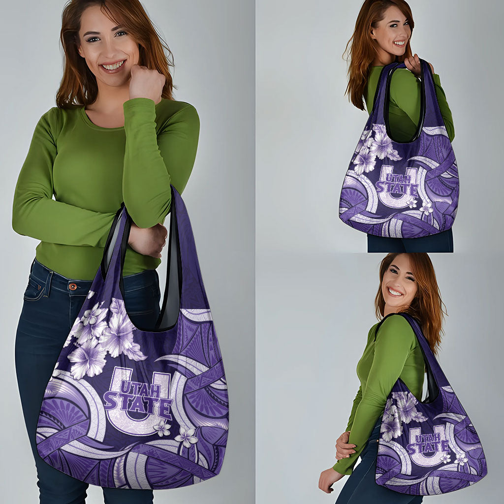 Utah State Polynesian Heritage Grocery Bag Floral Tribal Pattern Tropical Flowers