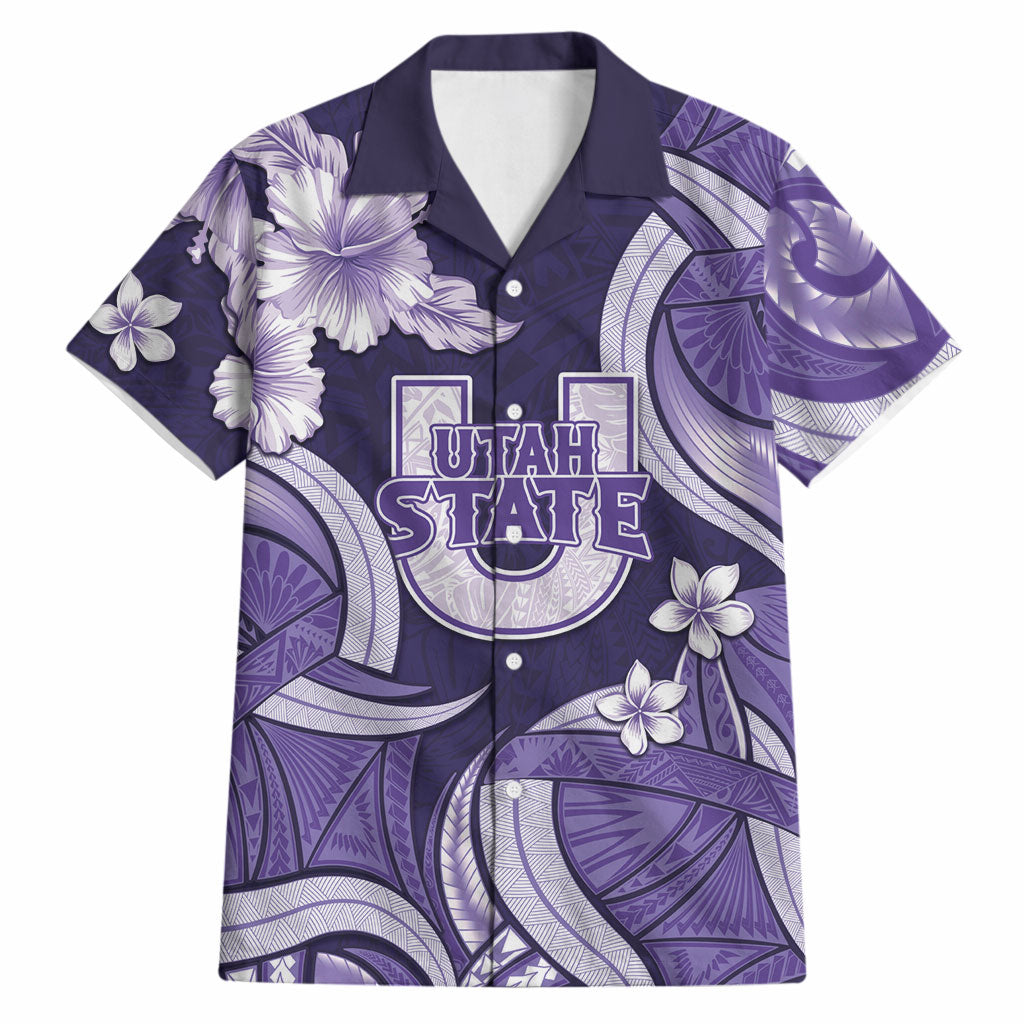 Utah State Polynesian Heritage Hawaiian Shirt Floral Tribal Pattern Tropical Flowers