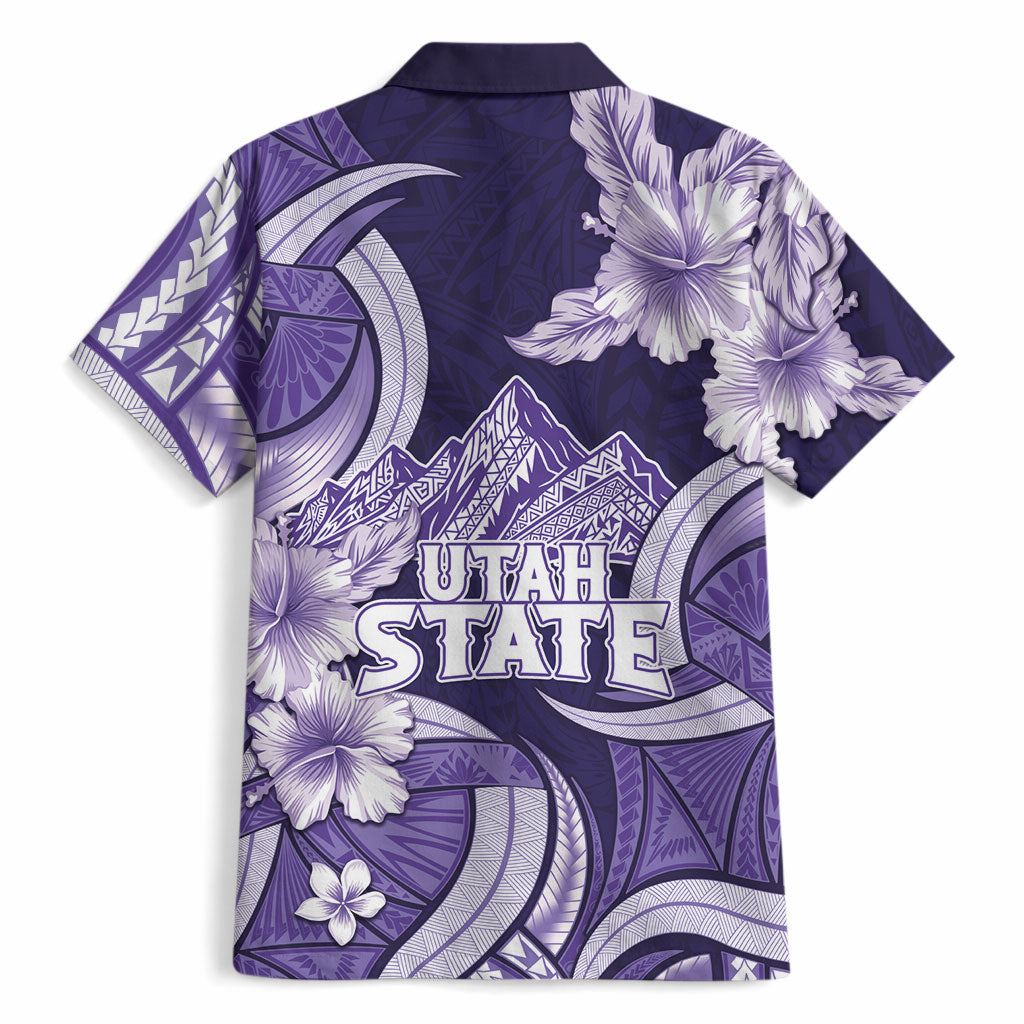 Utah State Polynesian Heritage Hawaiian Shirt Floral Tribal Pattern Tropical Flowers