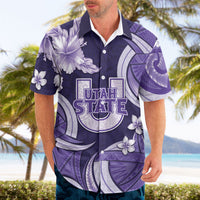 Utah State Polynesian Heritage Hawaiian Shirt Floral Tribal Pattern Tropical Flowers