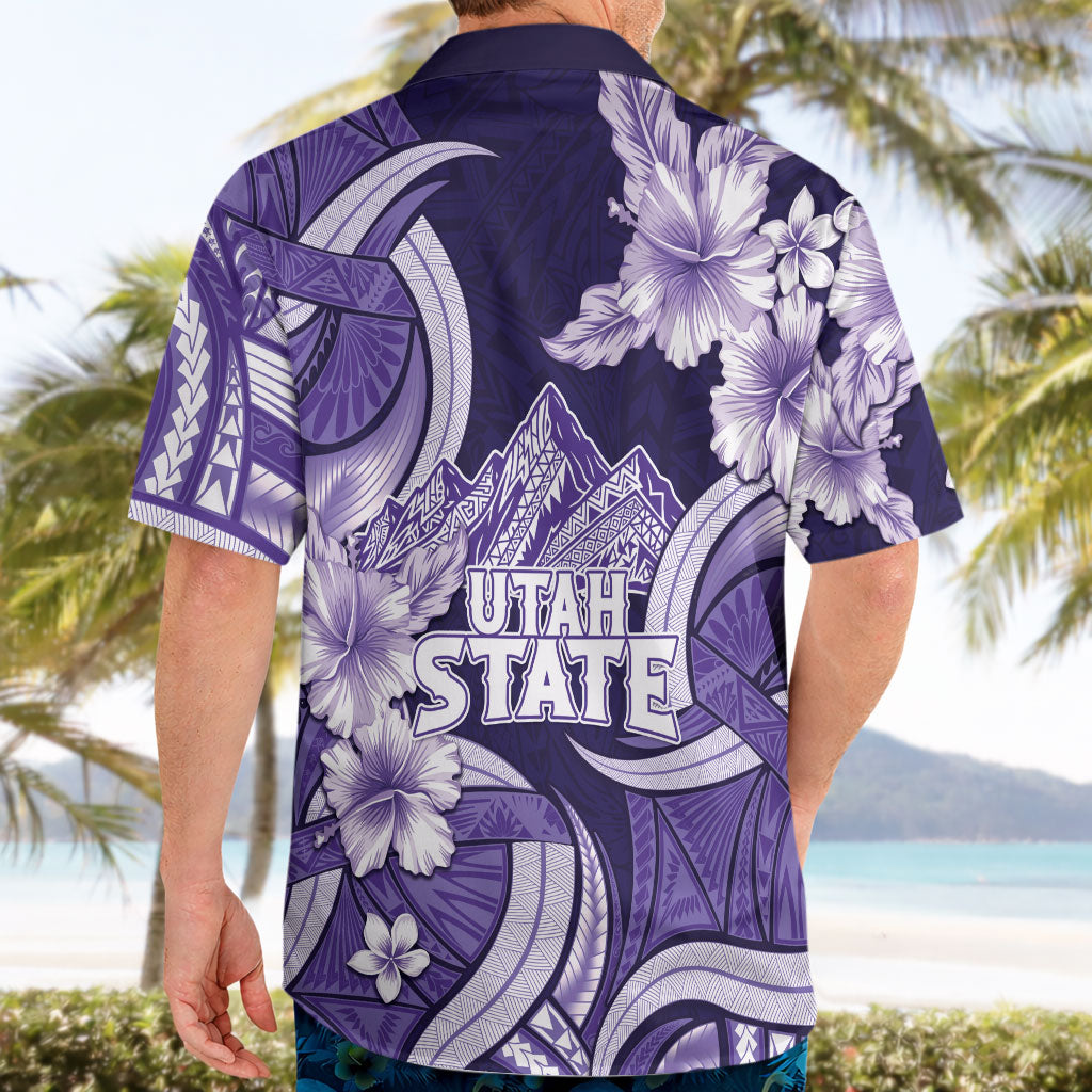 Utah State Polynesian Heritage Hawaiian Shirt Floral Tribal Pattern Tropical Flowers