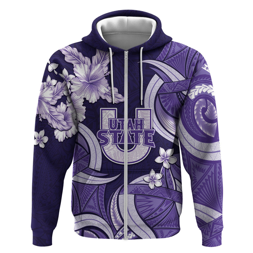 Utah State Polynesian Heritage Hoodie Floral Tribal Pattern Tropical Flowers