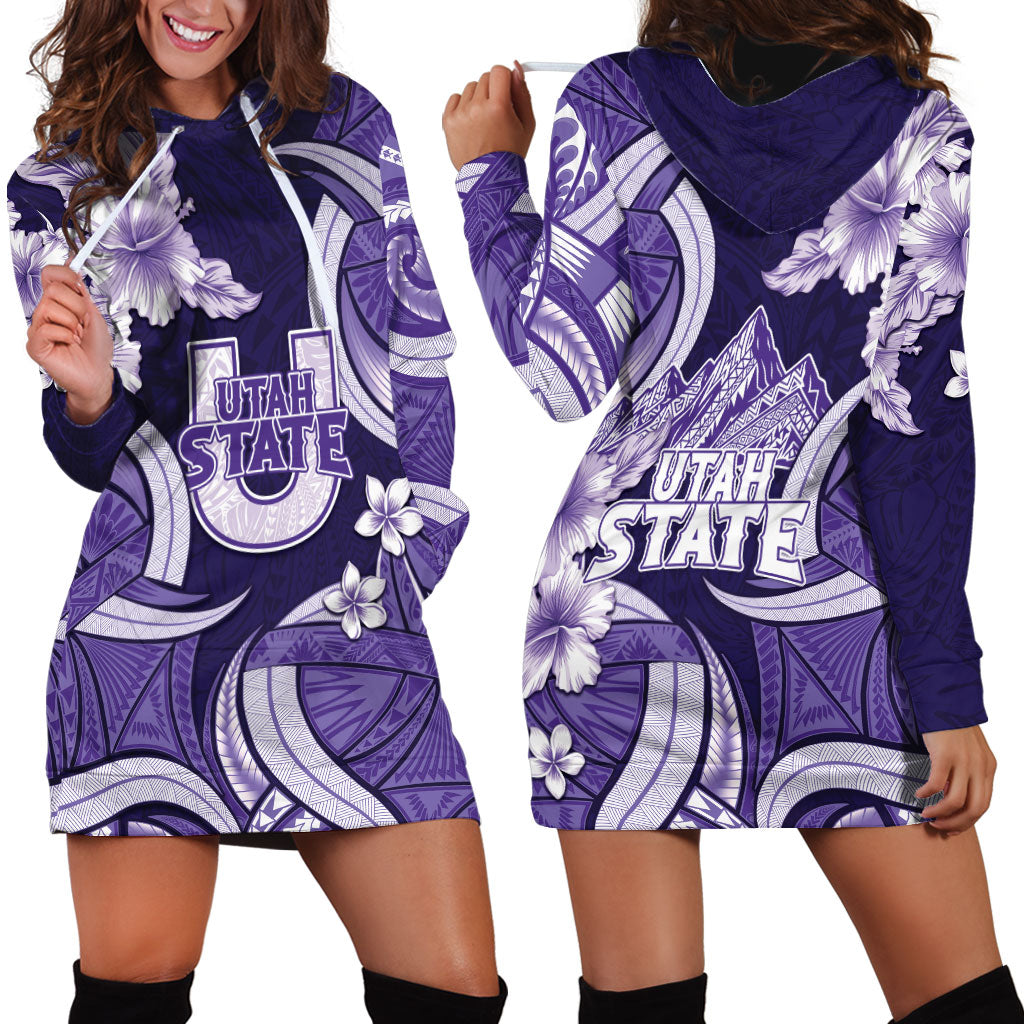 Utah State Polynesian Heritage Hoodie Dress Floral Tribal Pattern Tropical Flowers
