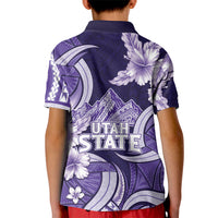 Utah State Polynesian Heritage Kid Polo Shirt Floral Tribal Pattern Tropical Flowers