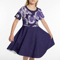 Utah State Polynesian Heritage Kid Short Sleeve Dress Floral Tribal Pattern Tropical Flowers
