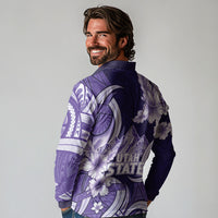 Utah State Polynesian Heritage Long Sleeve Polo Shirt Floral Tribal Pattern Tropical Flowers
