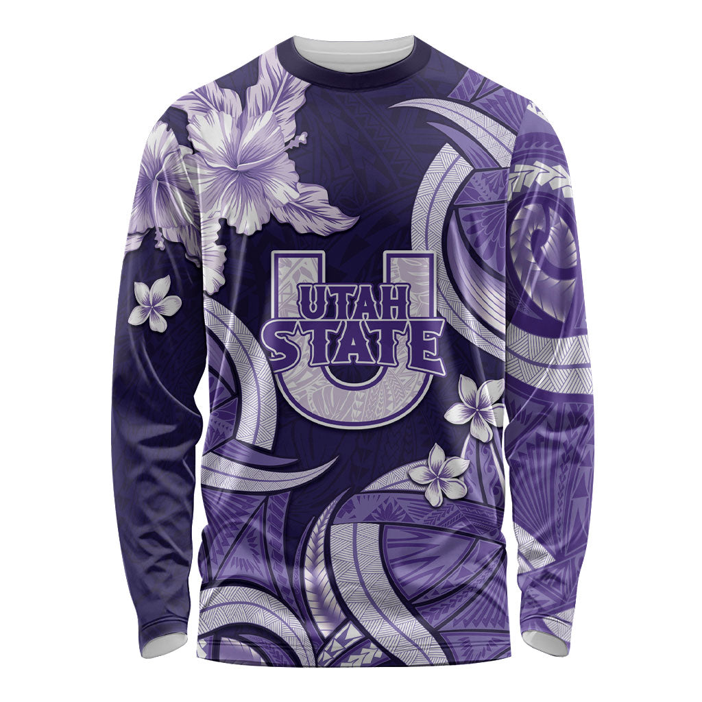 Utah State Polynesian Heritage Long Sleeve Shirt Floral Tribal Pattern Tropical Flowers
