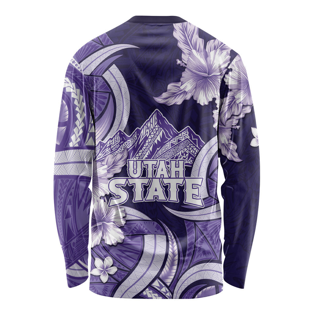 Utah State Polynesian Heritage Long Sleeve Shirt Floral Tribal Pattern Tropical Flowers