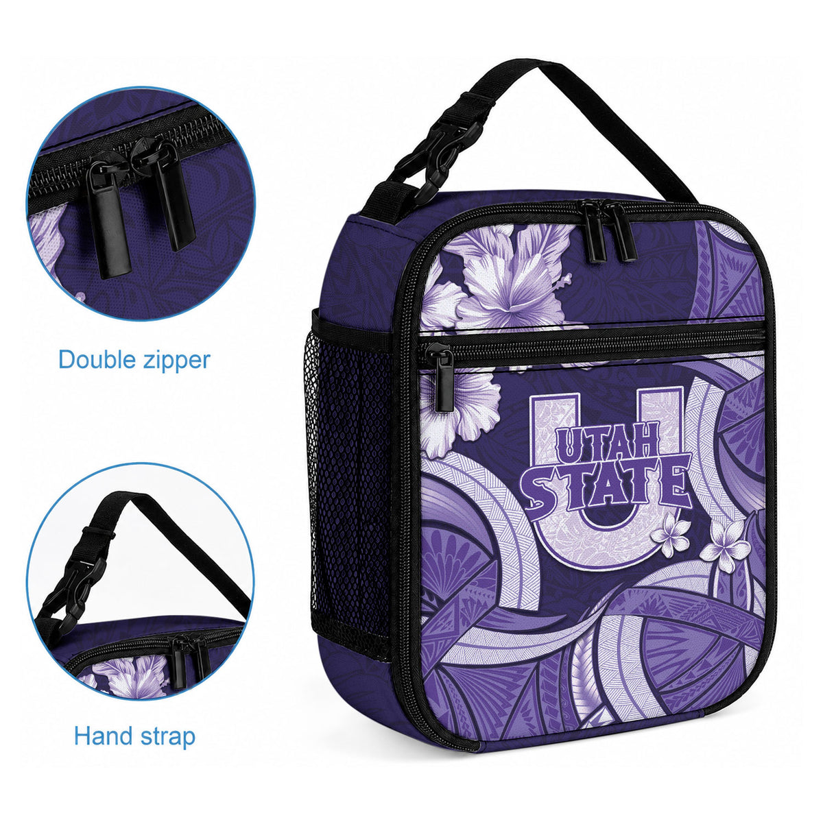 Utah State Polynesian Heritage Lunch Bag Floral Tribal Pattern Tropical Flowers